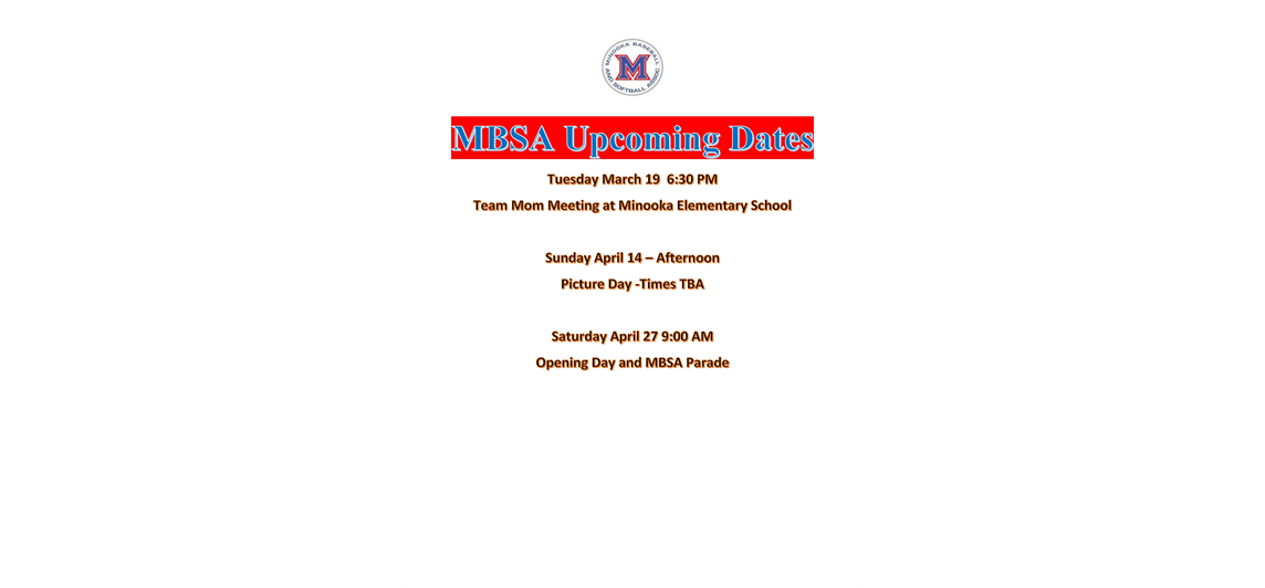 MBSA 2024 Spring/Summer Season Important Dates